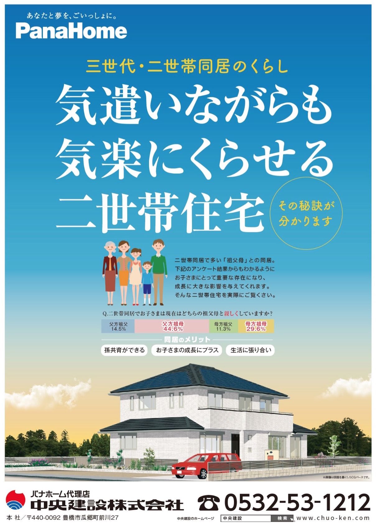 【新築実例見学会】気遣いながらも気軽にくらせる二世帯住宅